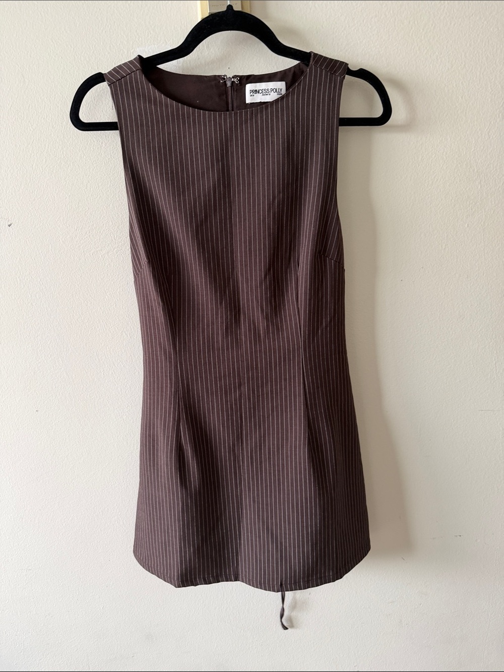 Princess Polly Brown Pinstripe Sleeveless Shift Dress